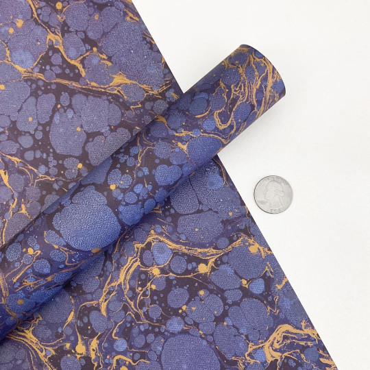 Dark Blue and Gold Marbled Print Italian Paper ~ Tassotti